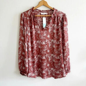LUSH stitch fix Satin Ruffle Floral print Blouse size 2X NWT